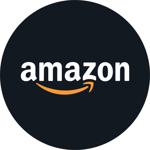 Amazon logo on a black background

