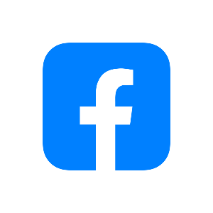 Facebook logo with blue square and white 'f' on a white background